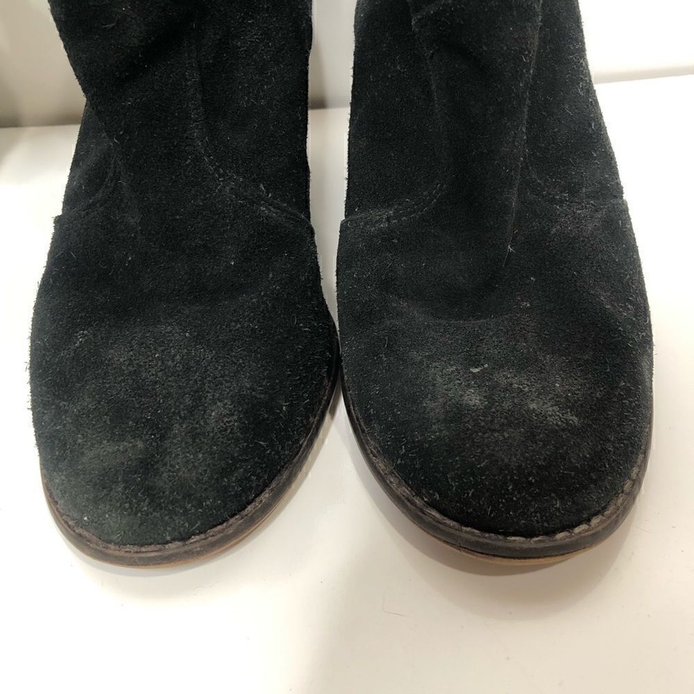 Splendid Black Suede Heeled Ankle Booties Boots - Picture 4 of 10